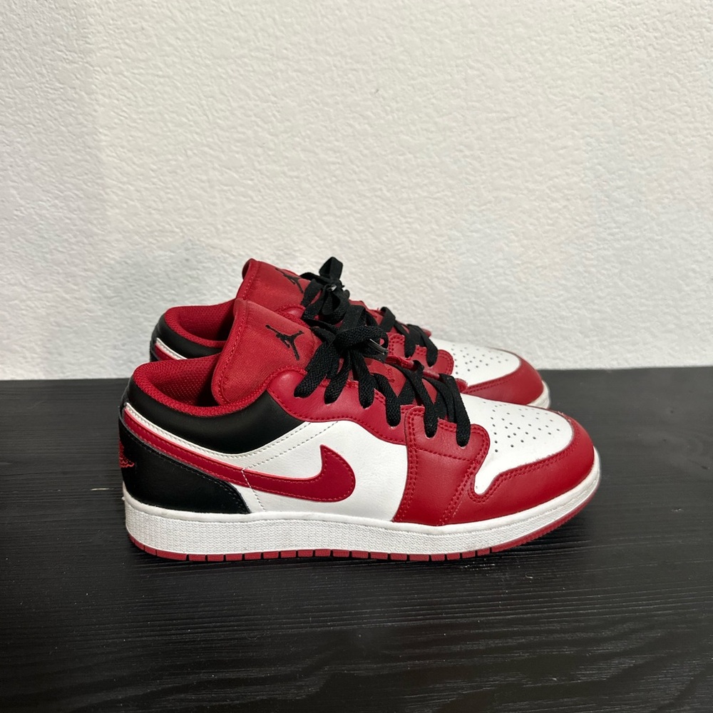 Nike Air Jordan 1 Low (7Y) Kids Red and Black Sneakers